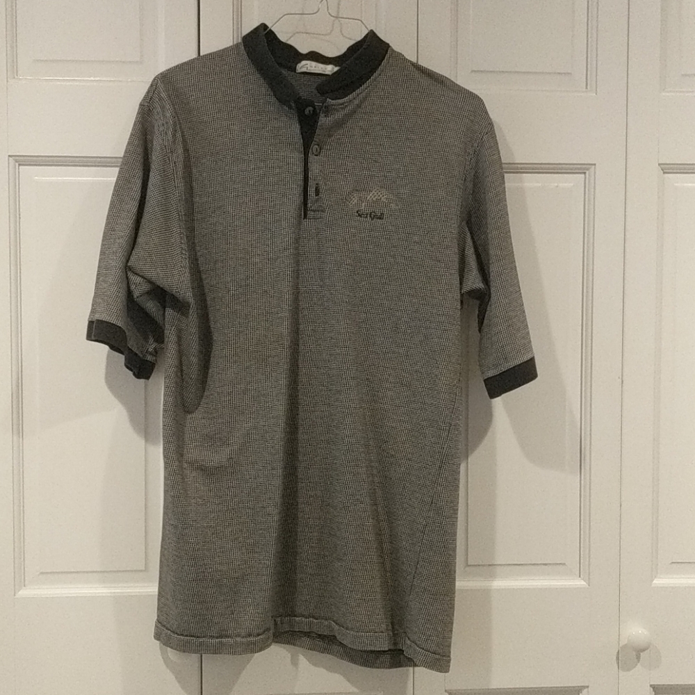 Monogrammed black/white polo shirt. .